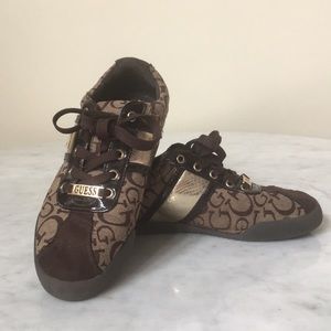 Guess Lallie Sport Gold and Brown Sneakers